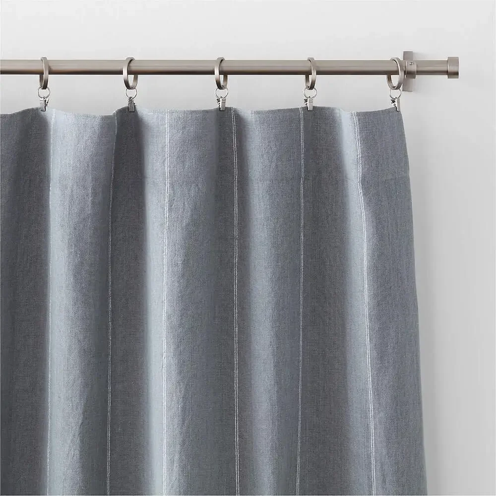 Crate&Barrel Linen Blackout Curtain Panels – Set of 2 – Mist Blue Pinstripe NWT
